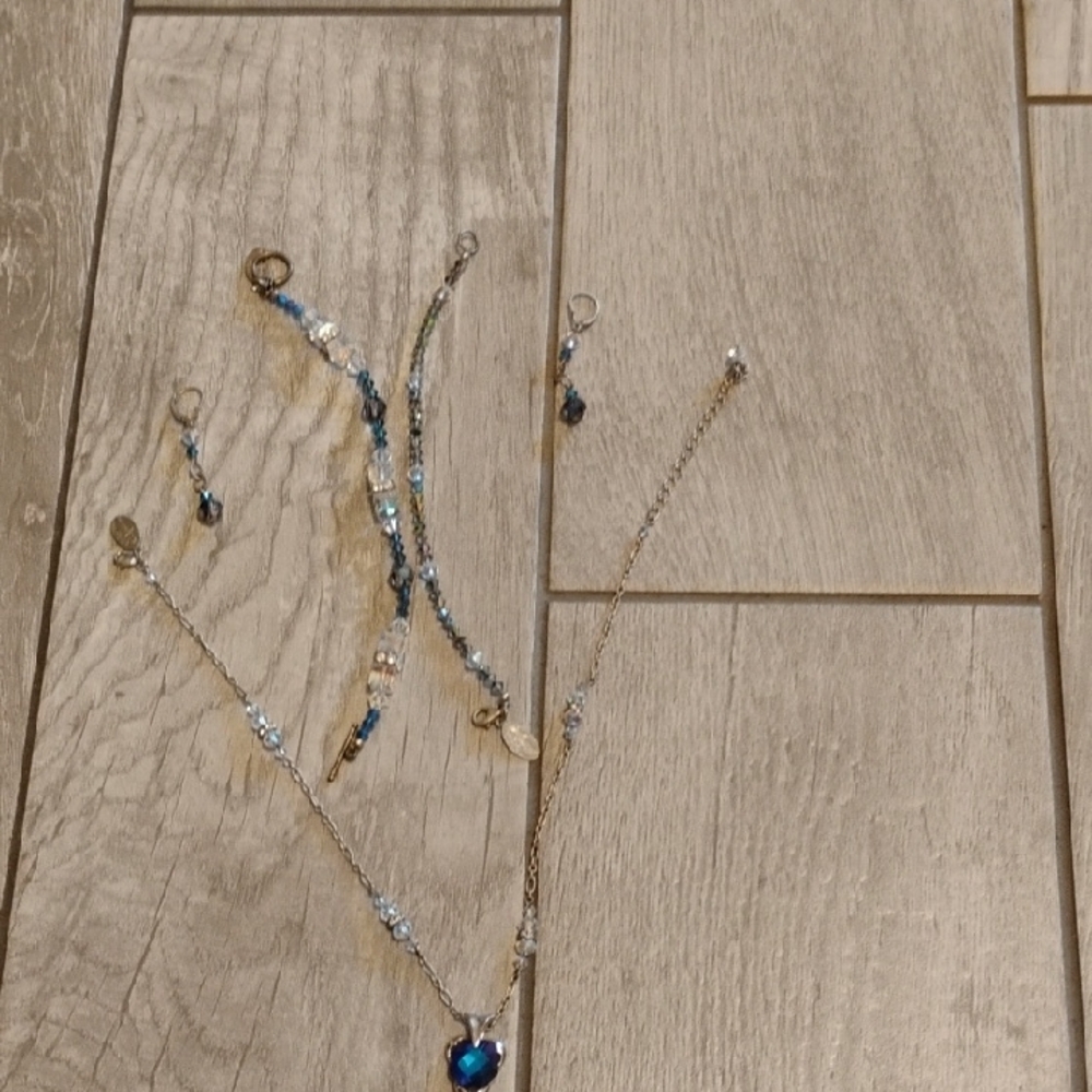 Dainty Blue and Silver Y-Shaped Necklace